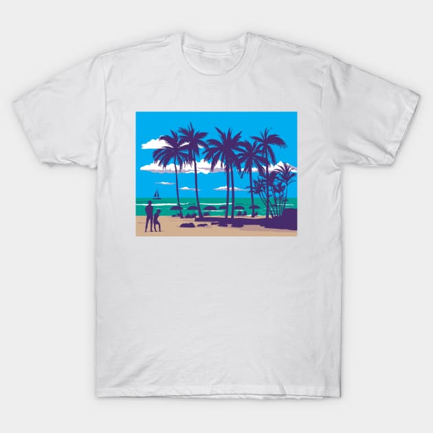 Waikiki Beach in Honolulu Hawaii WPA Poster Art T-Shirt by retrovectors